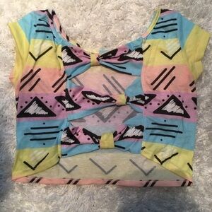 Tribal Print Open Back Crop Top